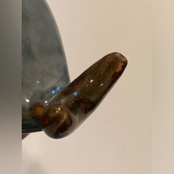 Decorative Ceramic Glazed Pottery Whale 5” x 3.25” Blue Free Standing Garden - Picture 9 of 9